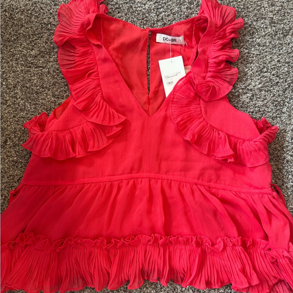 DO+BE Vibrant Pink Ruffle Top